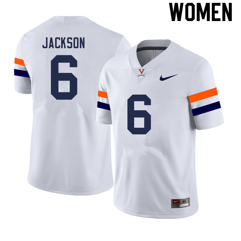 Women #6 Nick Jackson Virginia Cavaliers College Football Jerseys Sale-White